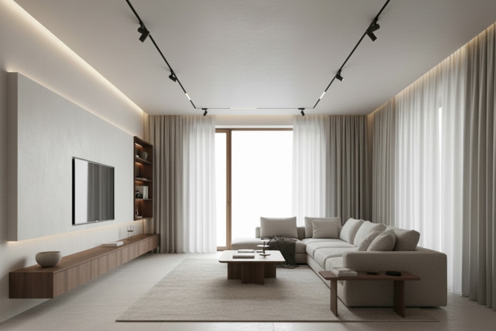 Интерьер с натяжным потолком ПОТОЛКОВО